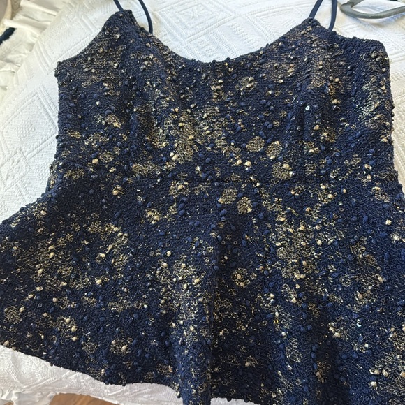 Cute blue sparkly gold  short peplum top - Picture 5 of 5